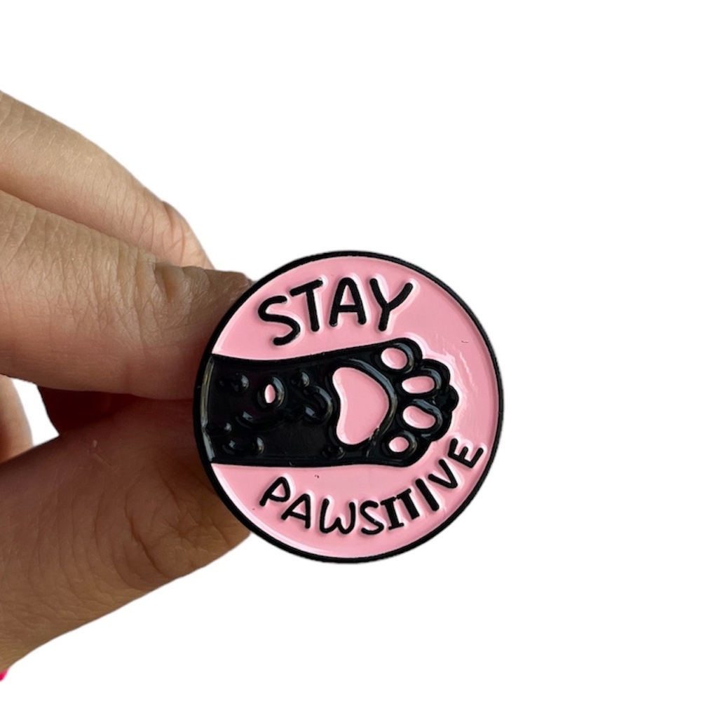 Stay Pawsitive Cat Enamel Pin